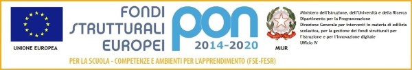 Logo PON 2014-2020 Fondi Strutturali Europei per la scuola - competenze e ambienti per l'apprendimento (FESR-FSE)